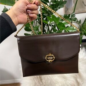 Authentic Elegant Gucci Brown Leather Shoulder Bag